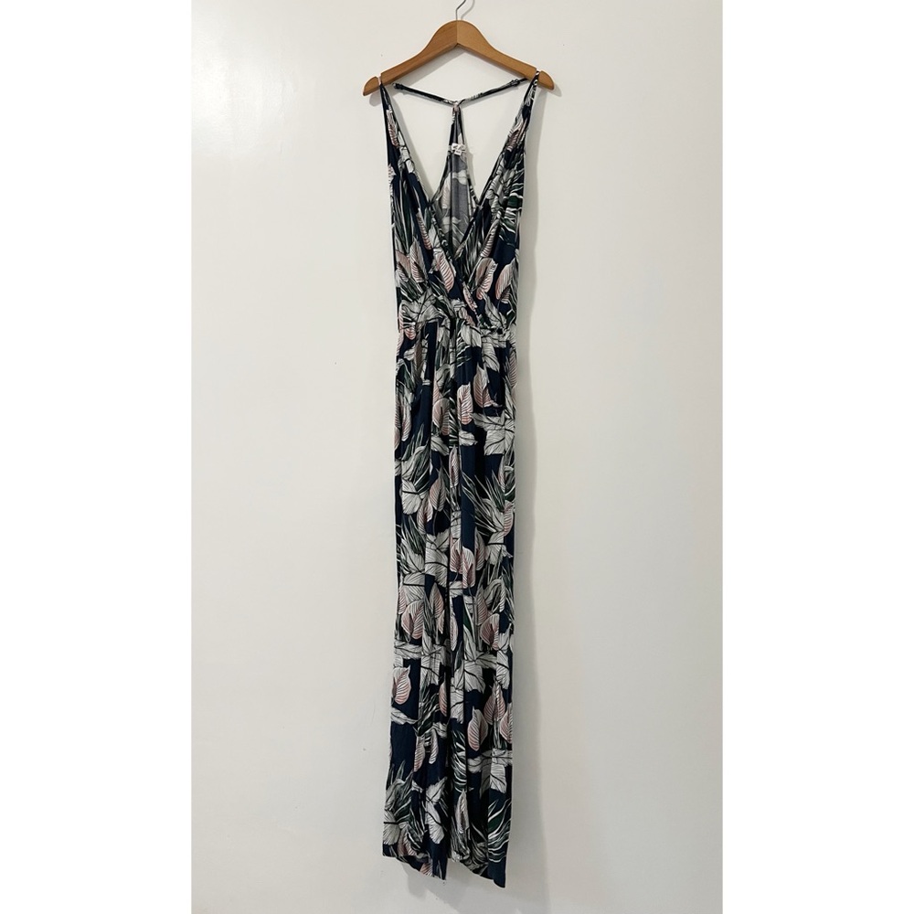 On the Road Green Floral Leaf Print Jumpsuit Size XS